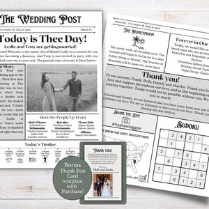 Wedding Newspaper Program, Wedding Newspaper, Wedding Program, Printable Wedding Program, Newspaper Template, Wedding Template Canva