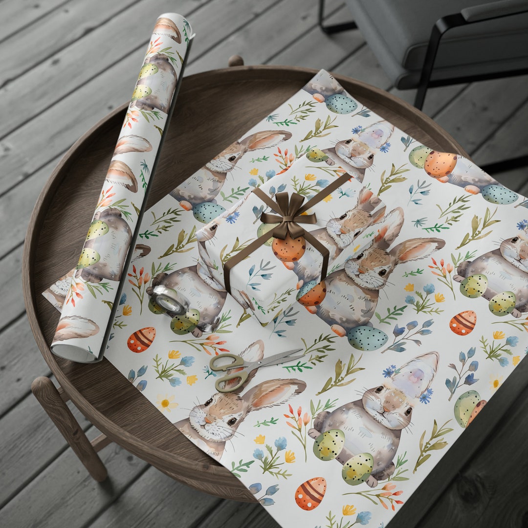 Easter Bunny Rabbit Wrapping Paper, Easter Egg Hunt Gift Wrap ...
