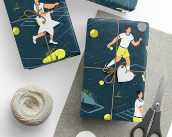 Tennis Lover Wrapping Paper for Kids Parties, Birthdays, Christmas, Showers, Tennis Sports Gift Wrap for Boys and Girls