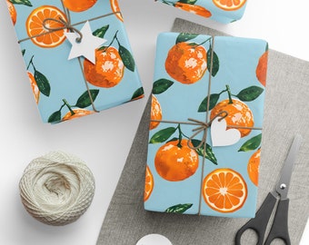 Orange Wrapping Paper, Orange Citrus Gift Wrap, Orange Fruit Gift Paper, Fruity Gift Wrap, Main Squeeze Party Wrapping, Summer Gift Wrap
