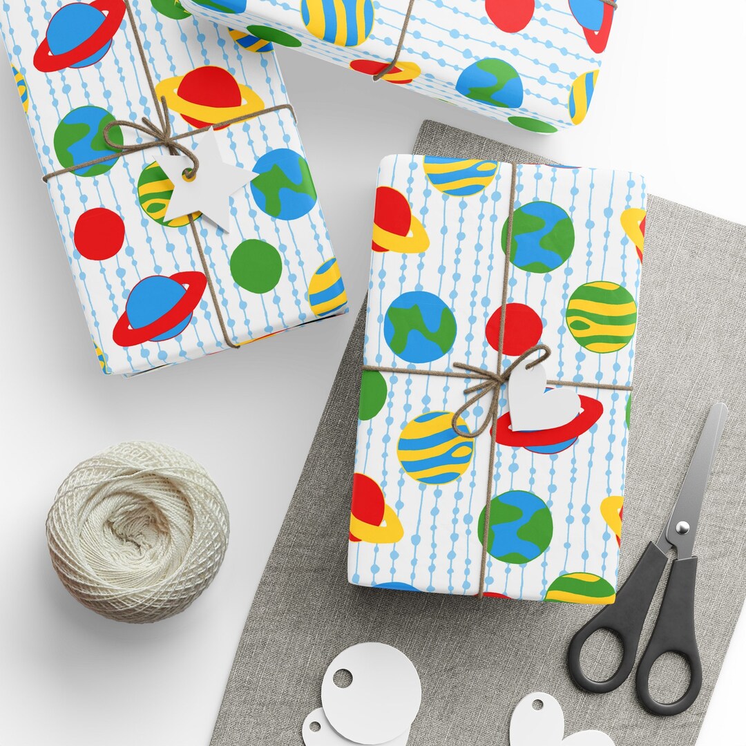 of the Solar System Gift Wrap, Outer Space Party Wrapping Paper