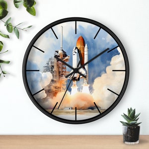 NASA Space Shuttle Launch Wall Clock, NASA Clock, Gifts for Space Lovers, Gifts for Kids, Kids Bedroom Clock, Kids Bedroom Decor