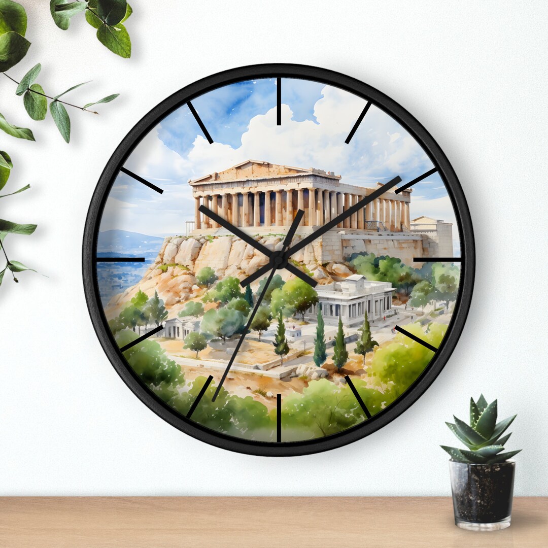 Greek Parthenon Wall Clock, Athens Acropolis Clock, Gifts for Travelers ...