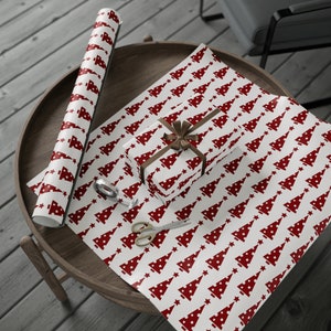 Red and White Christmas Holiday Winter Themed Wrapping Paper | Red White Christmas Themed Gift Wrap