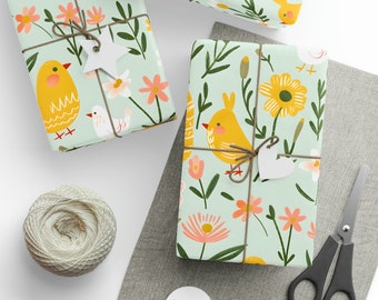 Easter Wrapping Paper, Yellow Chicks Gift Wrap, Springtime Wrapping Paper, Passover Gift Wrap