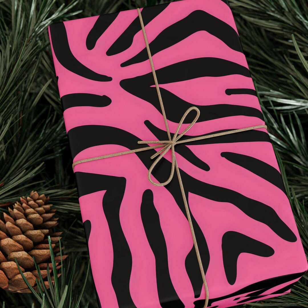 Bold Pink Zebra Print Wrapping Paper Fun Animal Print Gift Wrap for ...