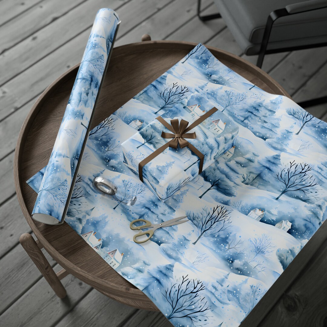 Watercolor Winter Wonderland Wrapping Paper Rolls, Elegant Gift Wrap