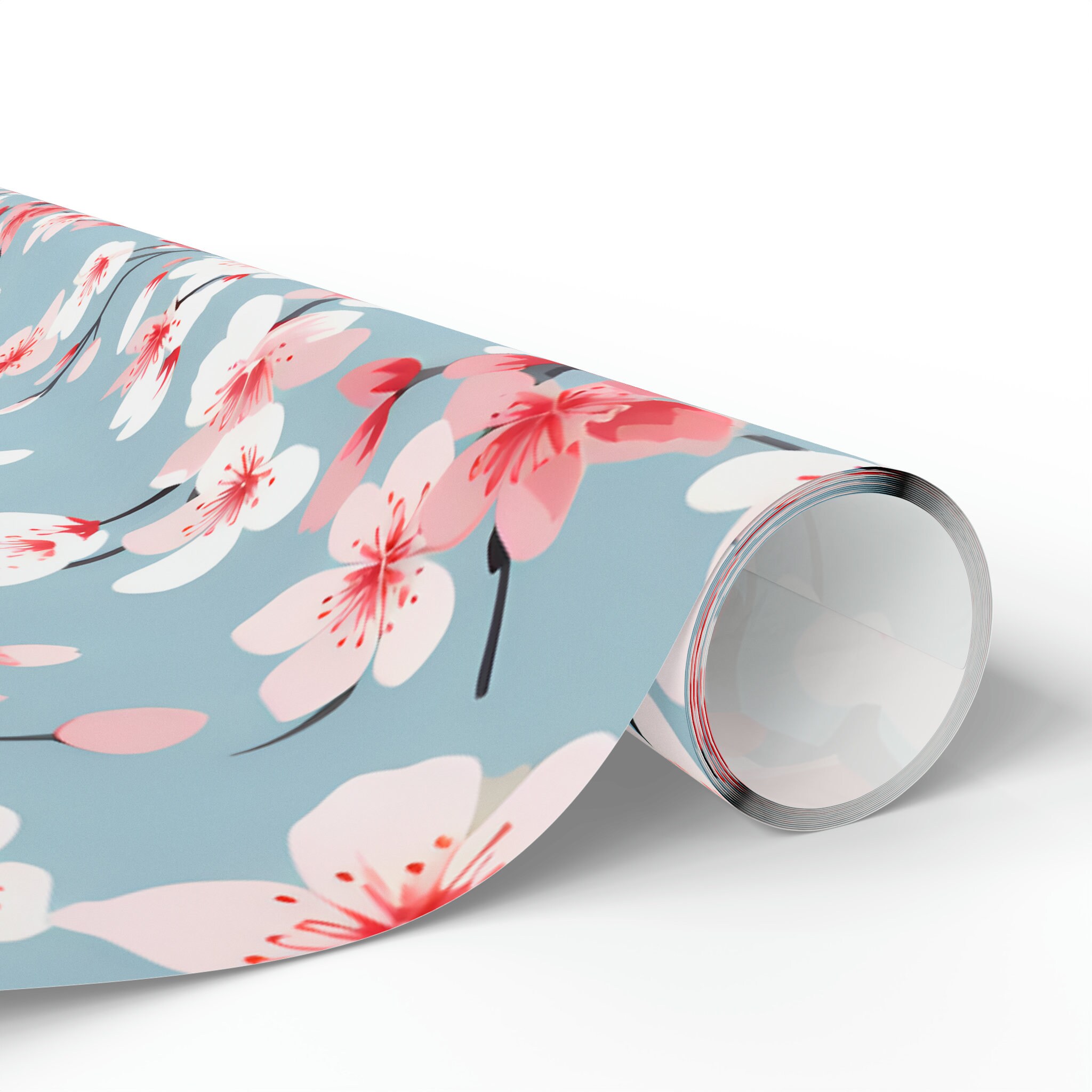 Cherry Blossom Wrapping Paper Rolls, Elegant Watercolor Gift Wrap ...