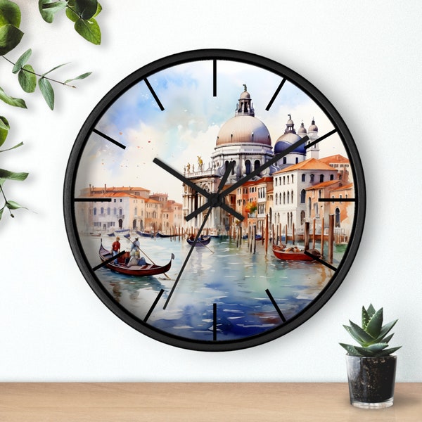 Horloge murale Venise Italie, horloge des canaux de Venise, cadeaux pour voyageurs, cadeaux pour amis, cadeaux sur le thème de Venise, cadeaux gondole Venise Italie