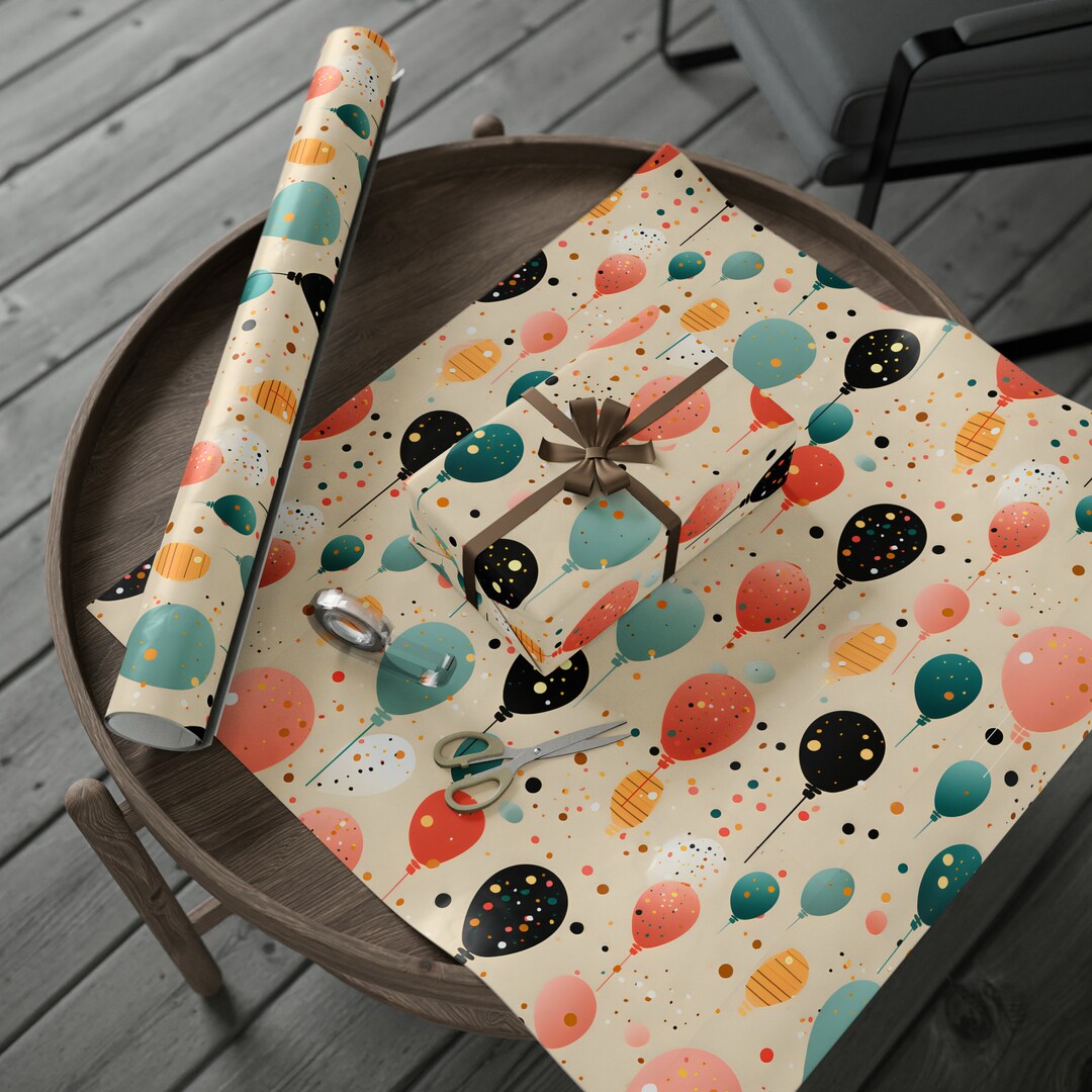Birthday Balloons Wrapping Paper Birthday Balloons Gift Wrap Kids ...