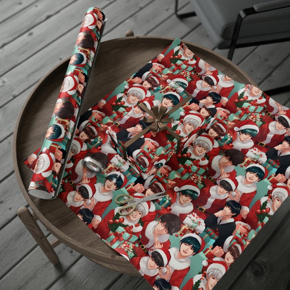 BTS Christmas Wrapping Paper Korean K-pop Gift Wrap, Fun BTS K-pop Gift Wrap,  BTS K-pop Scrapbooking Paper 