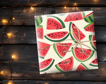 Red & Green Watermelon Wrapping Paper, Melon Gift Wrap, Juicy Fruit Gift Paper, Summer Gift Wrap, Summer BBQ Wrapping, Watermelon Gift Wrap