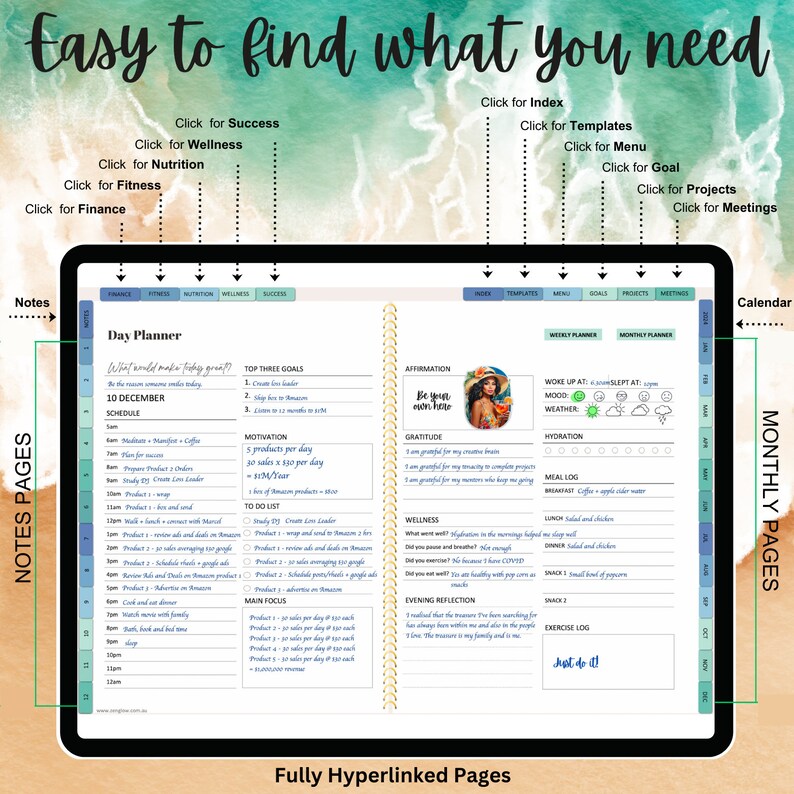 2024 Digital Planner iPad Journal Yearly Planner Monthly Etsy