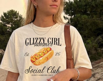 Comfort Colors Glizzy Girl Social Club Shirt, Glizzy July 4th TShirt for Baseball Season Hot Dog Lovers Sweatshirt, Funny Glizzy Gobbler Tee