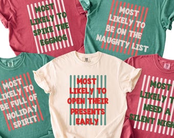 Custom Family Christmas Shirts for Holidays, Personalized Group Family Xmas TShirt for Winter, Funny Holiday Matching Christmas Sweaters