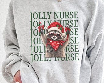 Jolly Nurse Christmas Sweatshirt for Winter, Festive Nursing Shirt for Holiday Season, Trendy RN XMas Sweater, Cute CNA Christmas Nurse Team