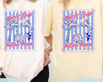 Comfort Colors Girls Vacation TShirts, Matching Girls Trip Weekend Shirts, Friend Beach Vacation Graphic Tees, Custom Coastal Crewnecks