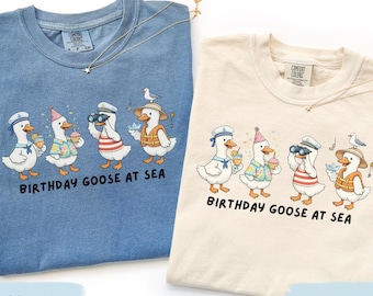 Comfort Colors Birthday Cruise Shirt: Matching Trip Tee for Birthday at Sea, Birthday Goose TShirt, Matching Group Cruise Birthday Crew