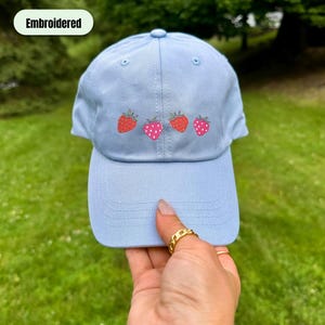 Embroidered Strawberry Hat, Strawberry Embroidered Baseball Cap, Strawberry Festival, Strawberry Hat, Giftful Strawberry Summer, Berry Gifts