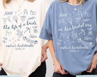 The Life of a Bride Bachelorette Shirts, In Her Bridal Era Matching Bachelorette Sweatshirts, Custom Bachelorette TShirts, Showgirl Bride