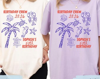 Custom Birthday Shirts for Matching Birthday Party Tees, Personalized Birthday Trip TShirts, Beach Birthday Crew Tee-Shirts Birthday Cruise