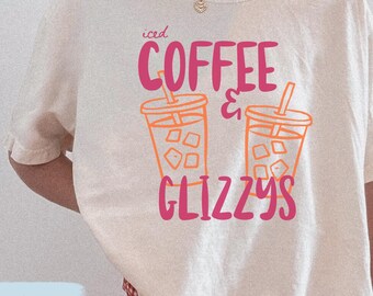 Comfort Colors® Ice Coffee and Glizzys Shirt for Iced Coffee Lovers, Glizzy Gobbler July 4th Tee, Memorial Day Baseball Hot Dog TShirt