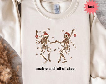Christmas Skeleton Shirt for Funny Holiday Sweatshirt, Festive Skeleton Christmas TShirt, Dancing Skeleton Shirt for Christmas Light Shirt