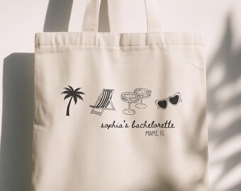 Bachelorette Tote Bags for Miami, Girls Trip to Miami Party Favors, Bachelorette Party Matching Bags, Miami Bachelorette Decor, Beach Bach