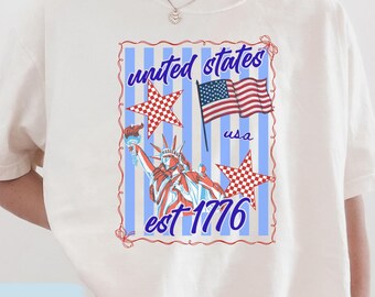 Comfort Colors® USA Est 1776 Shirt for July 4th, America Graphic Tee for Memorial Day, Liberty Fourth of July Crewneck for Independence Day