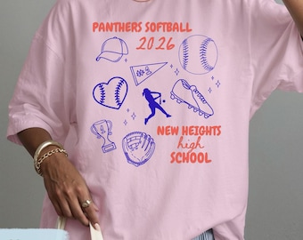Custom High School Softball Team Matching Shirts, Softball Mom TShirt for Softball Player Gifts, Personalized Group Softball Team Tees