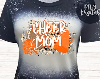 Orange Cheetah Print Cheer Mom PNG, Football Sublimation (Digital Download)