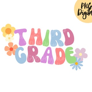 Third Grade Colorful School Warp Text PNG Digital Download Sublimation Printable