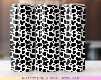 Cow Print PNG 20 oz Skinny Tumbler Wrap Digital Download