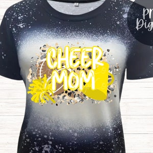 Yellow Cheer Mom PNG Cheerleading Momma Cheetah Print Football PNG Sublimation Digital