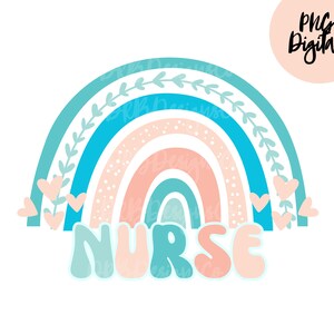 Nurse Rainbow Hearts PNG Digital Download Sublimation Printable