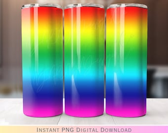 Bright Rainbow 20 oz Tumbler Wrap PNG Digital Download Sublimation File