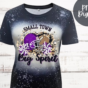 Small Town Big Spirit Purple PNG School Pride PNG Football Game Sublimation Design Pep Rally Digital