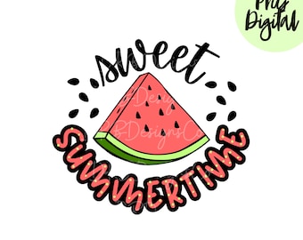 Sweet Summertime Watermelon Slice PNG, Printable Design (Digital Download)