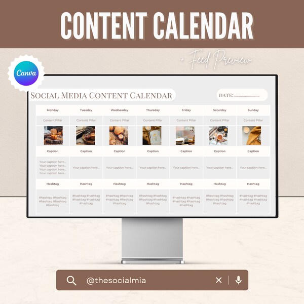 Social Media Content Calendar, Social Media Content Planner, Canva Template, Social Media Calendar, Instagram Planner , Reels Template