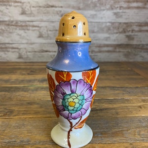 Vintage Hand Painted Trico China Art Deco Nagoya-Japan Floral Lustreware Salt / Pepper / Sugar Shaker / Muffineer