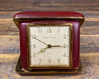 Vintage Bradley Red Folding Travel Winding Alarm Clock MCM Salvage