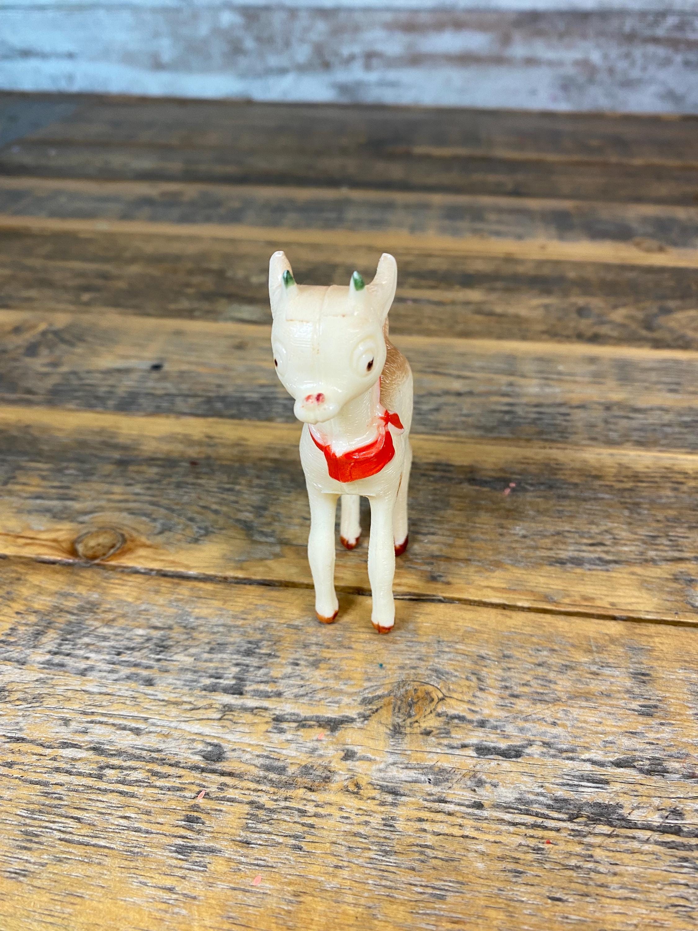 Vintage Plastic Rudolph Red Nose Reindeer Christmas Tree Ornament ...