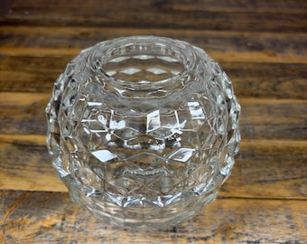 Vintage Round Clear Glass Cubist Style Fairy Lamp Candle Holder Tea Light Holder