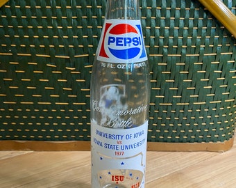 Vintage 1977 Pepsi Bottle: Iowa vs Iowa State University Commemorative