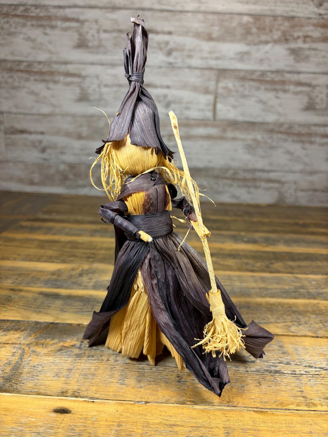 Vintage Hand Made Folk Art Halloween Witch Corn Husk Doll - Etsy