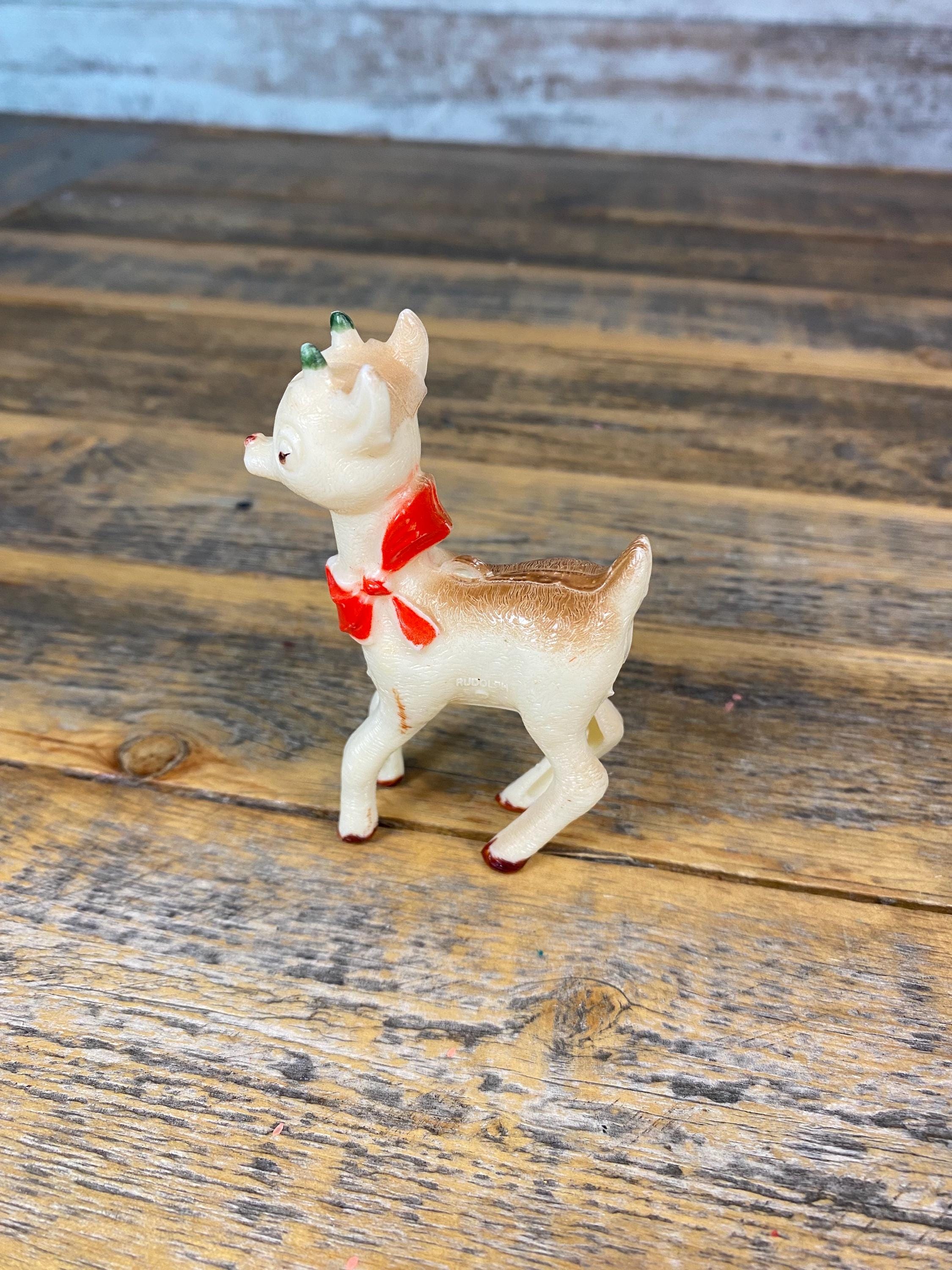 Vintage Plastic Rudolph Red Nose Reindeer Christmas Tree Ornament ...