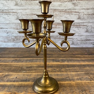 Vintage Brass Candelabra 5 Arm Candle Holder