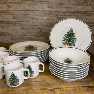 Vintage Badcock Holiday Dinnerware Dishes Christmas Tree - Plates / Bowls / Mugs