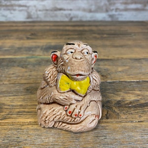 Vintage Ceramic Monkey Gorilla Figurine with Bowtie