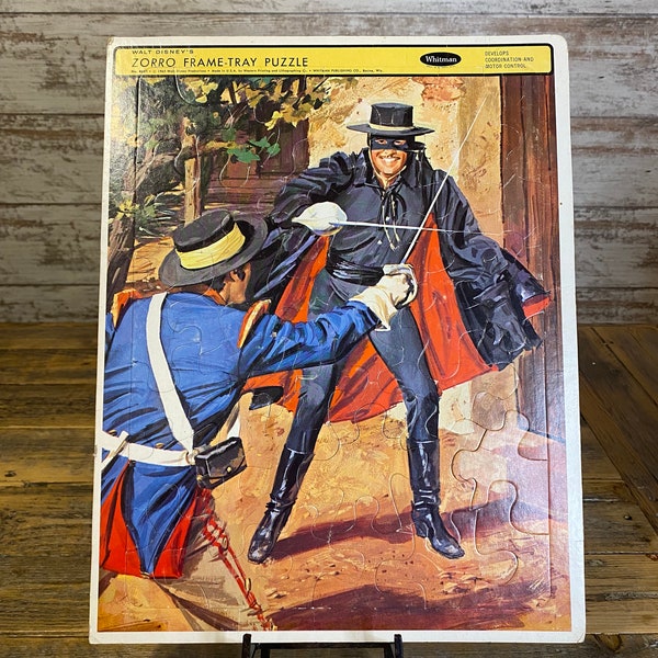 Vintage Walt Disney's 1965 Zorro Frame-Tray Puzzle No. 4521 Whitman